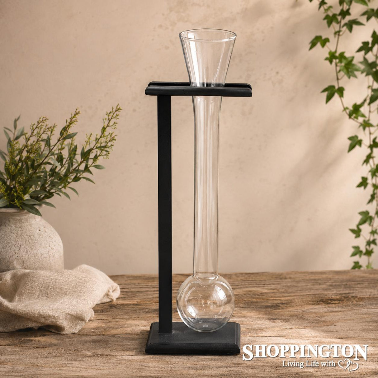Yard Glass with Timber Stand