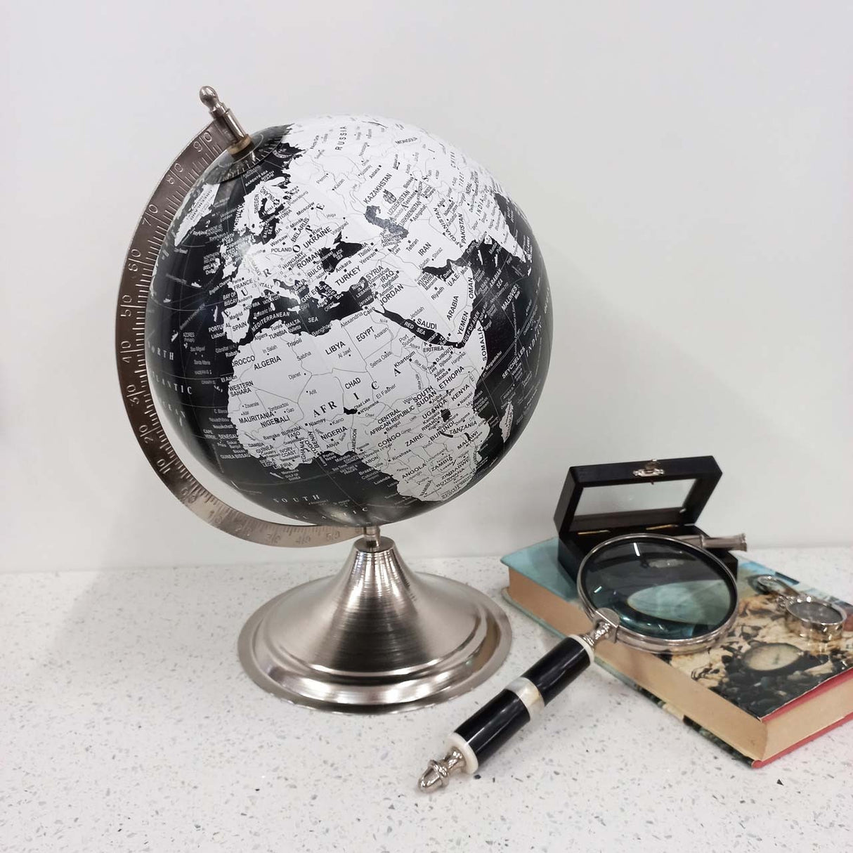 World Globe - Black & White 25cm