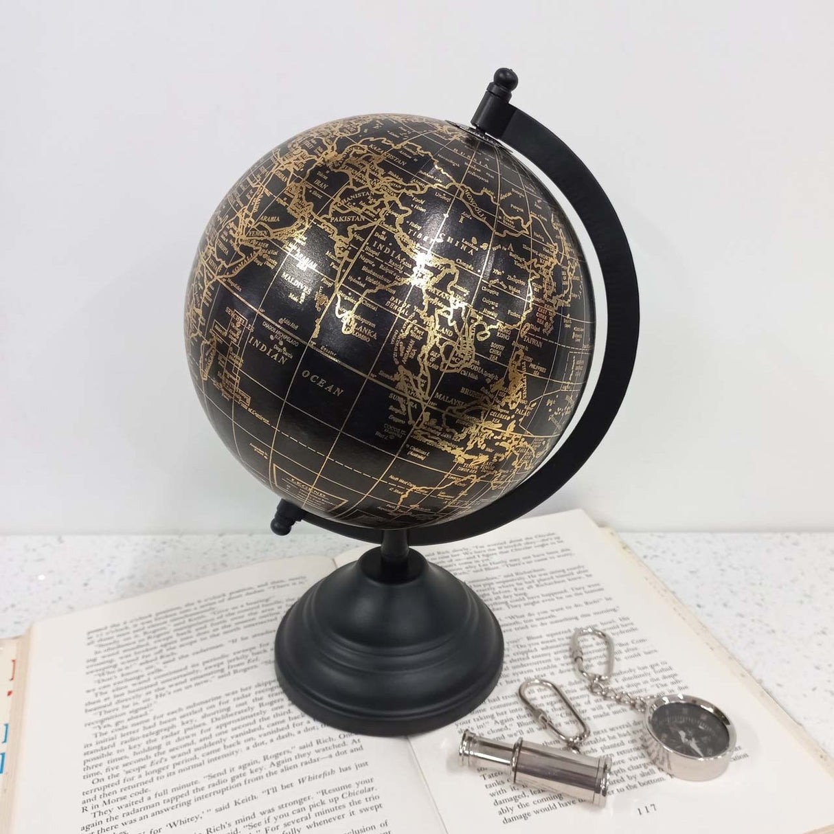 World Globe - Black & Gold 15cm