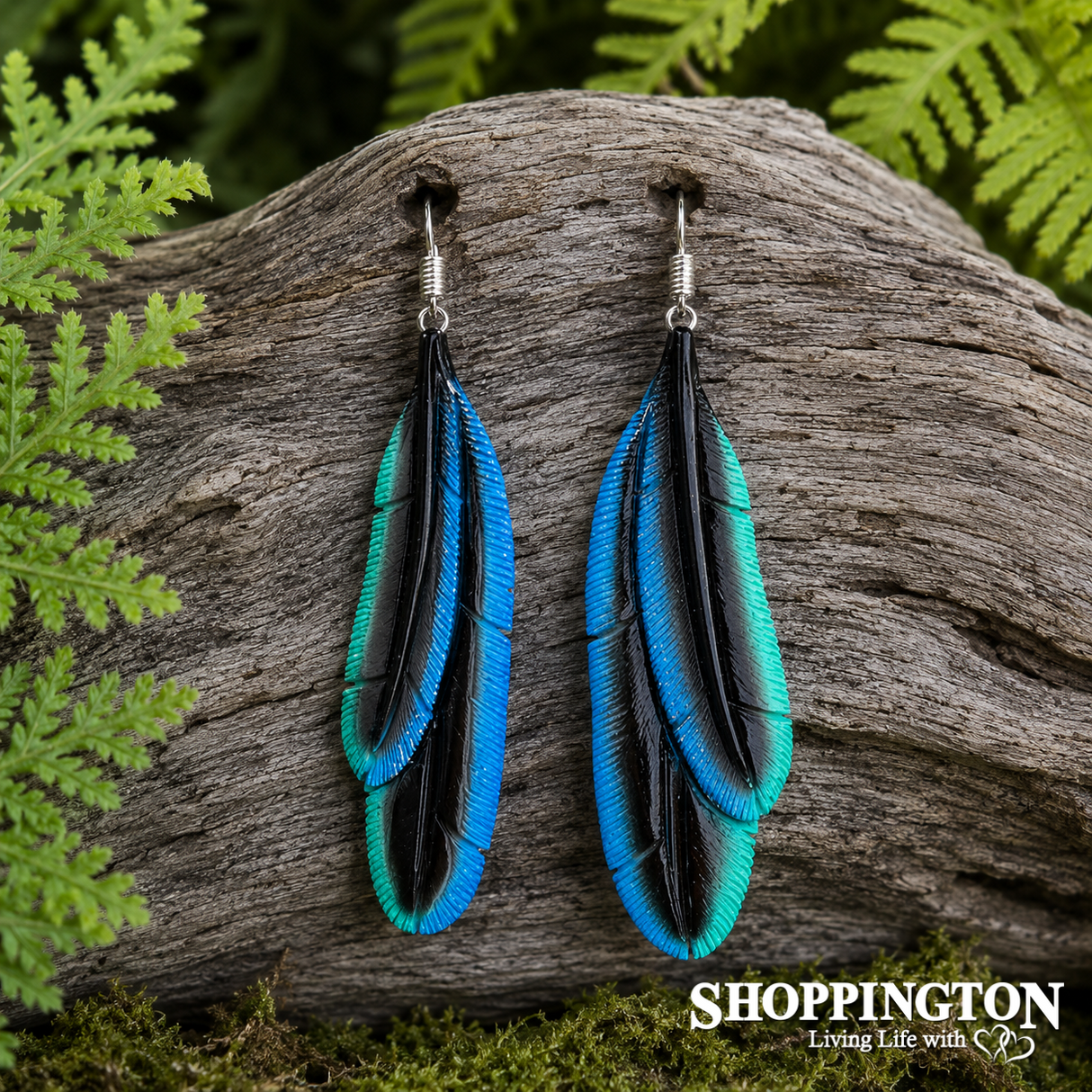 Bone Tui Double Feathered Earrings 80mm
