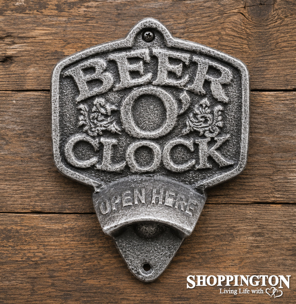 Cast Iron Beer O Clock Bottle Opener