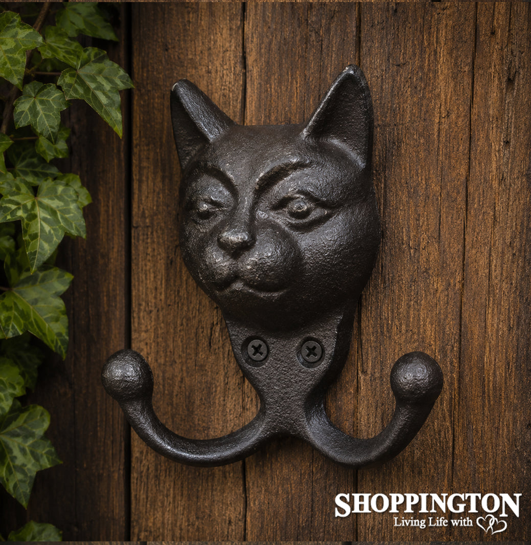Cast Iron Cat Face Double Hook