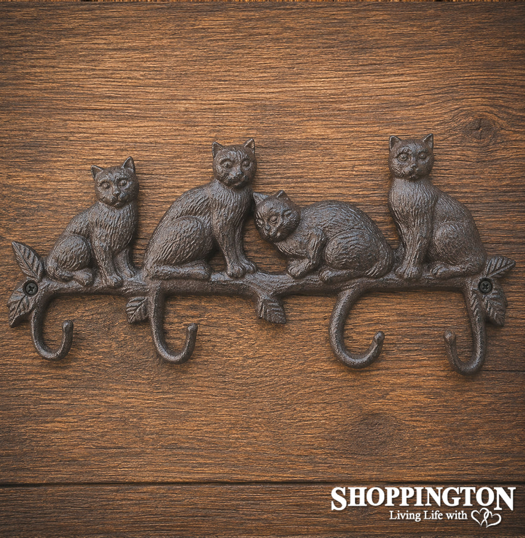 Cast Iron Four Cats Coat Hook