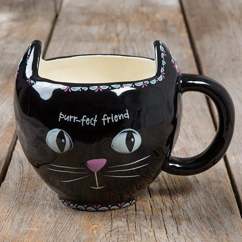 Folk Mug - Black Purrfect Cat