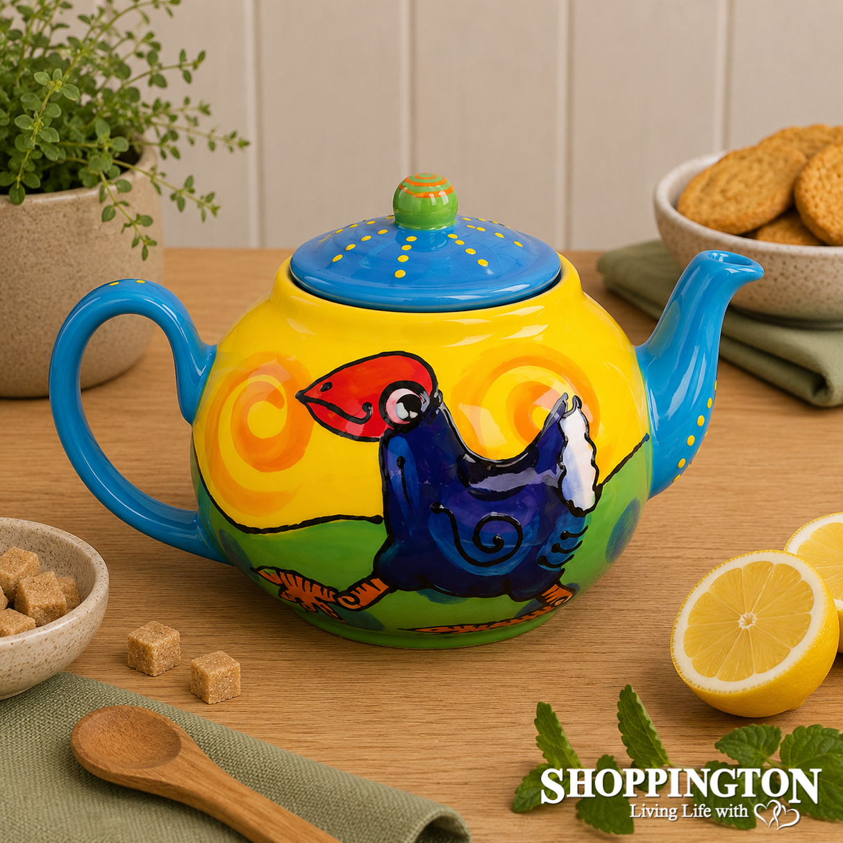 NZ Made Hand Painted - Tea Pot Pukeko Walking