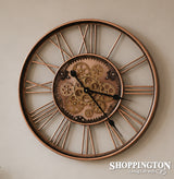 Copper Moving Gears Clock With Glass Face 55cm