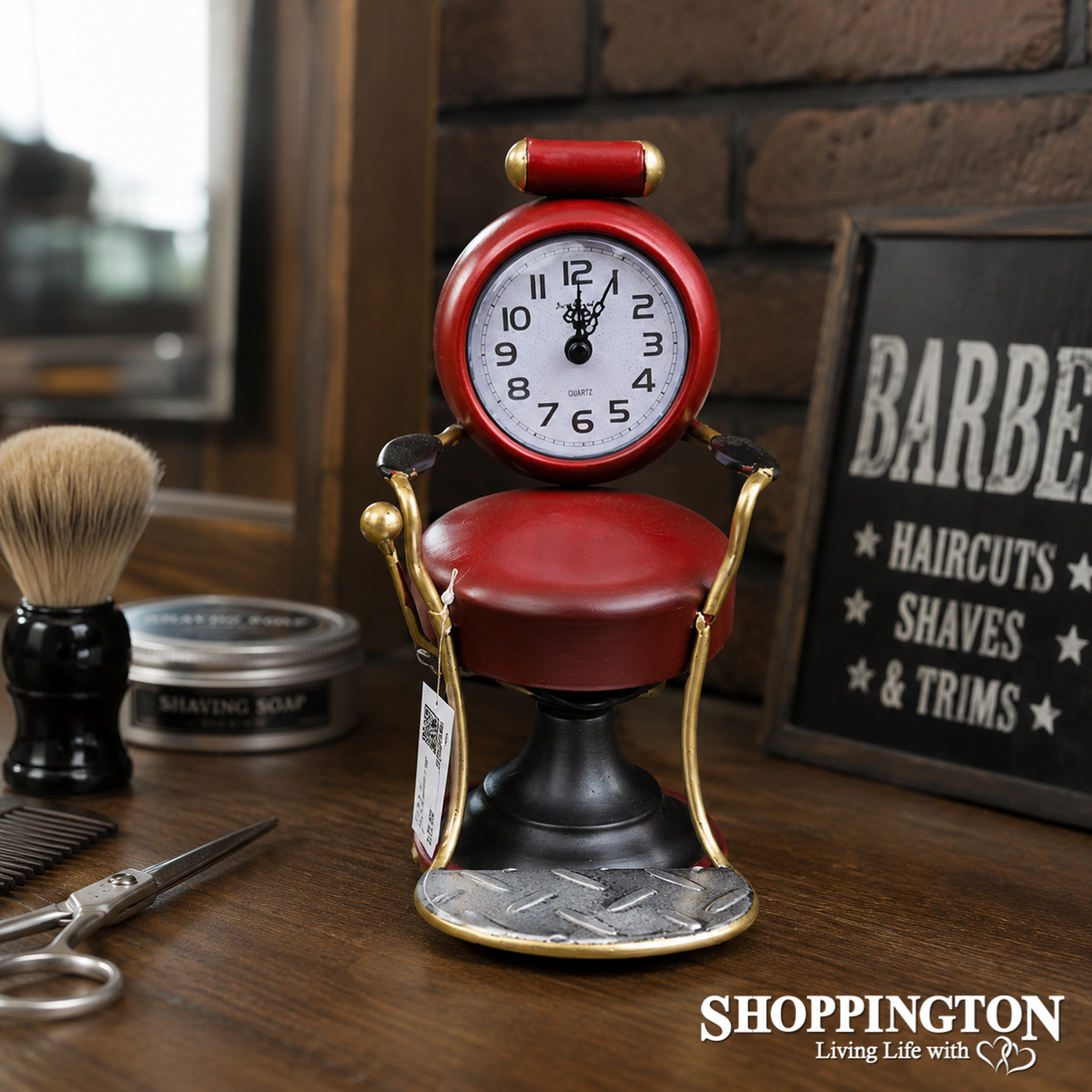 Clock Metal Old Fashioned Barbers Chair