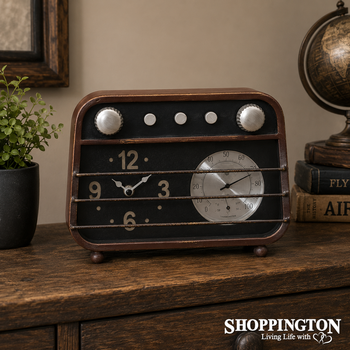 Clock/Barometer Metal Old Style Radio
