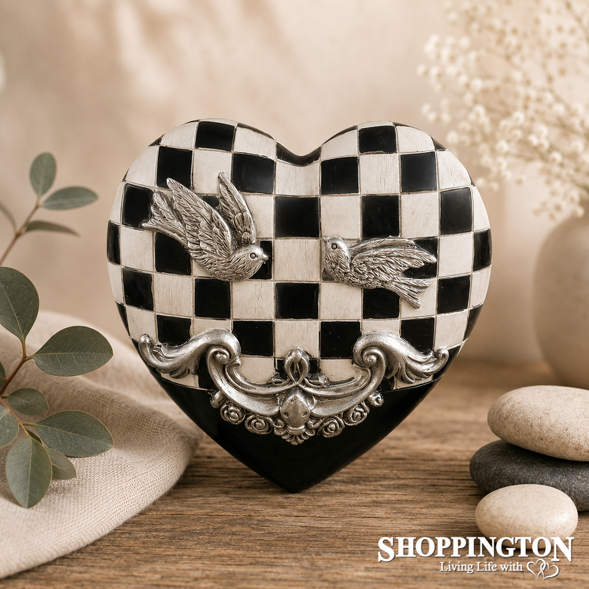 Collectable Heart - Black & White Checkered