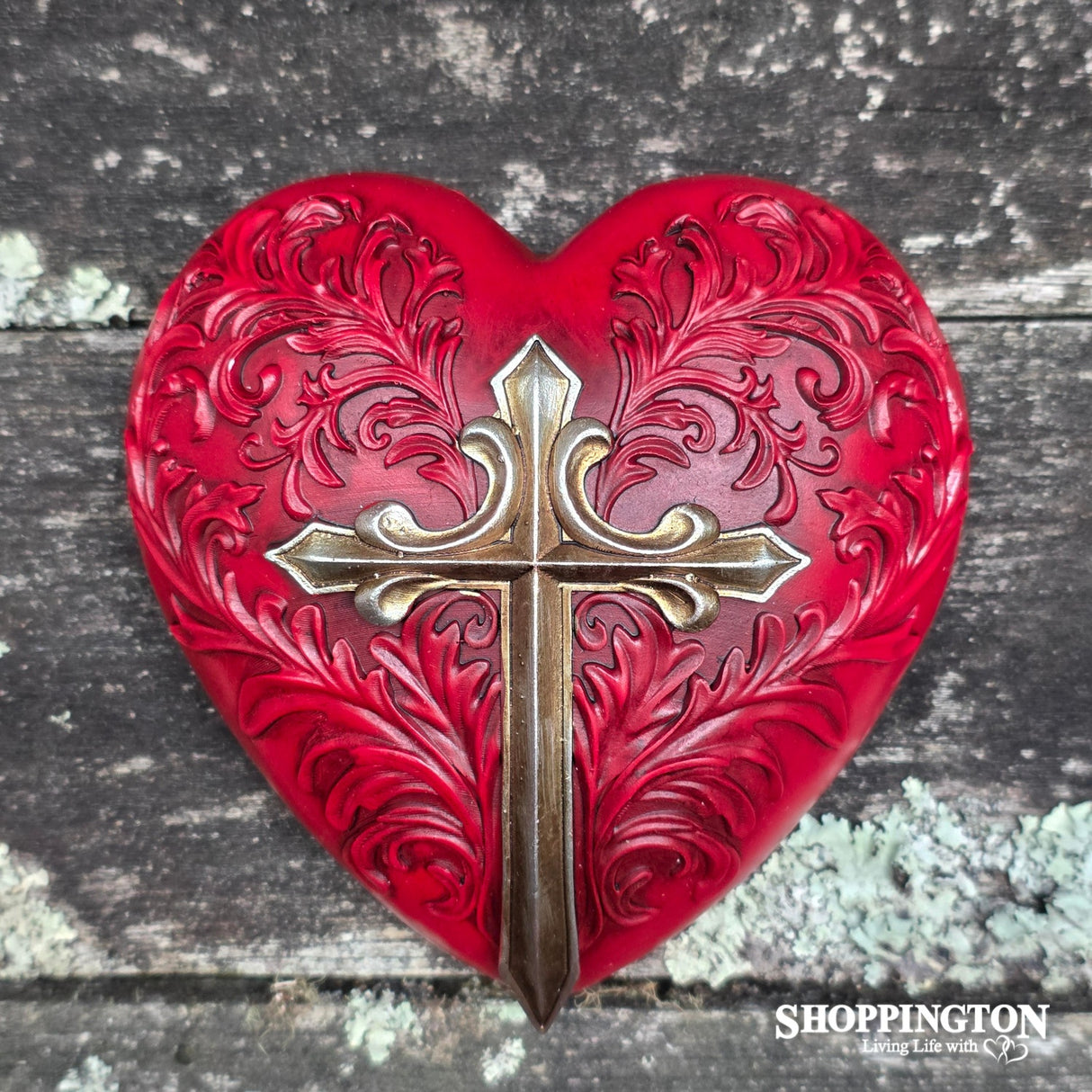Collectable Heart - Red with Gold Cross