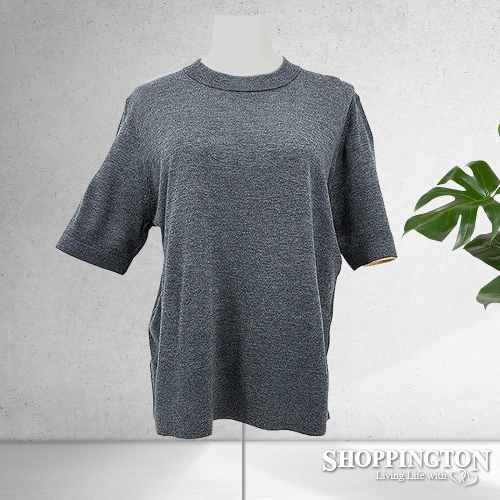 Loose Fit Short Sleeved Jumper - Grey