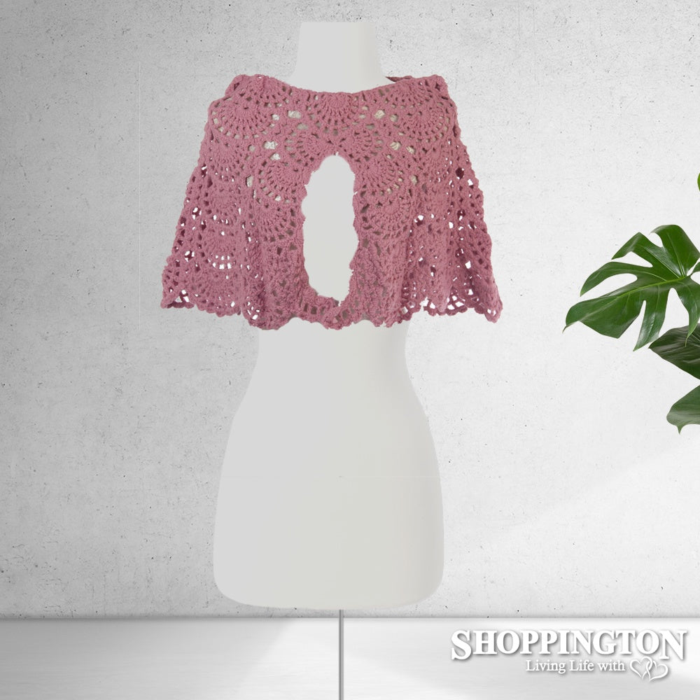 Cape - Crochet Capelet Pink
