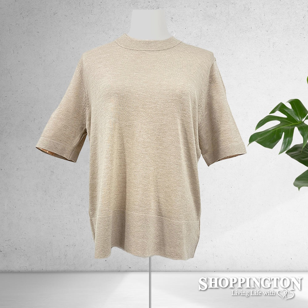 Loose Fit Short Sleeved Jumper - Cream