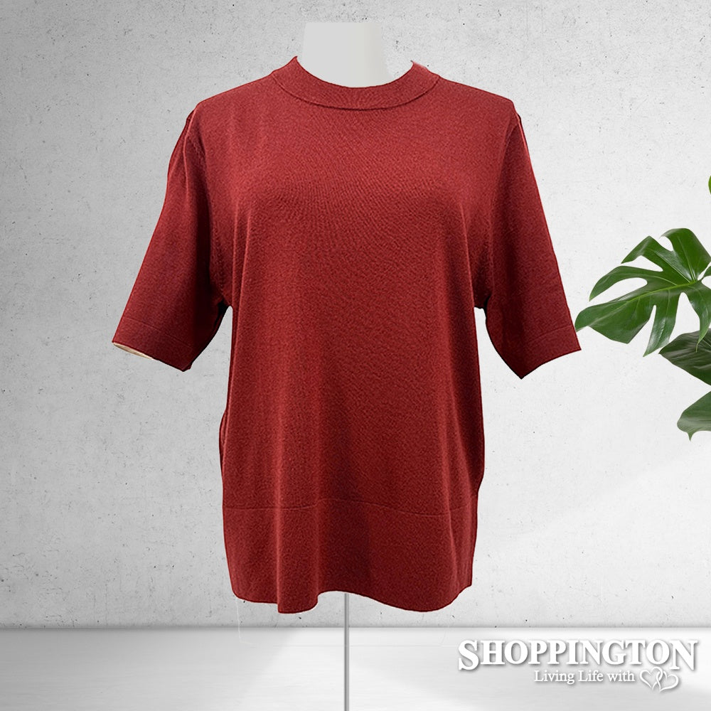 Loose Fit Short Sleeved Jumper - Red