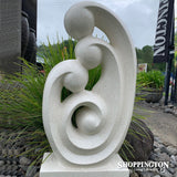 Garden Sculpture - Terrazzo Family Statue / White 110cm
