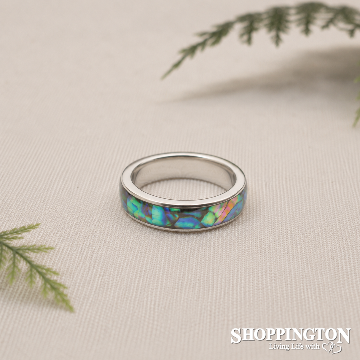 Ring - Stainless Steel 6mm Paua Bevelled