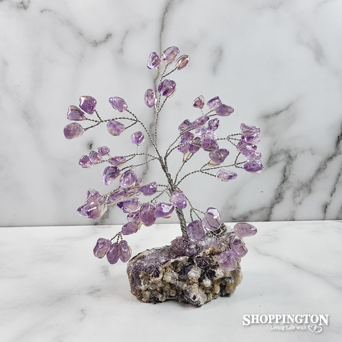 Gemstone Wire Tree Amethyst - Quartz Base
