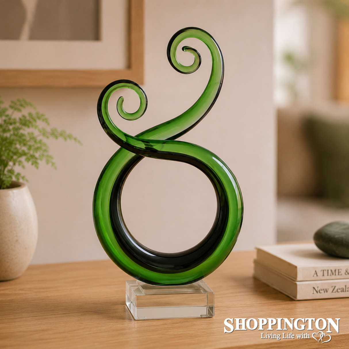 Glass Pikourua Swirl - Green and Black