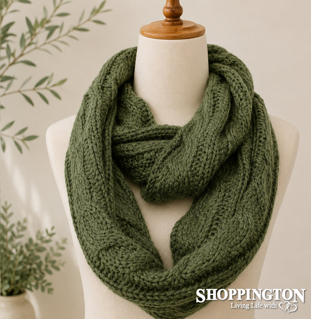 Snood - Olive Cable Knit