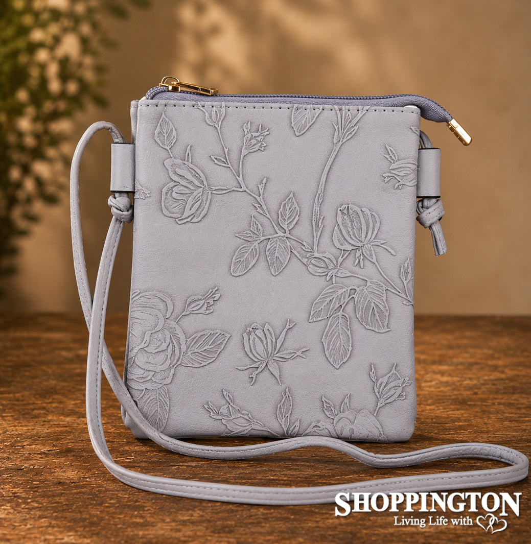 Handbag - Hibiscus Embossed Phone Bag / Grey