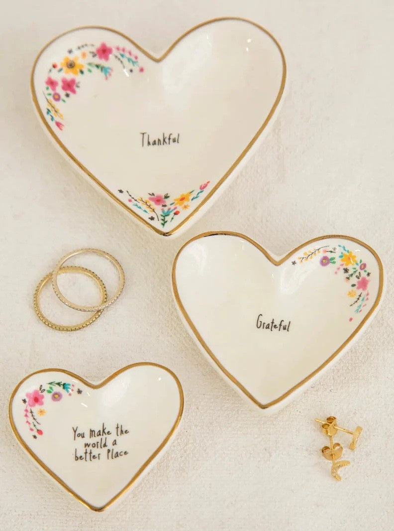 Nesting Heart Dishes Grateful- Set of 3
