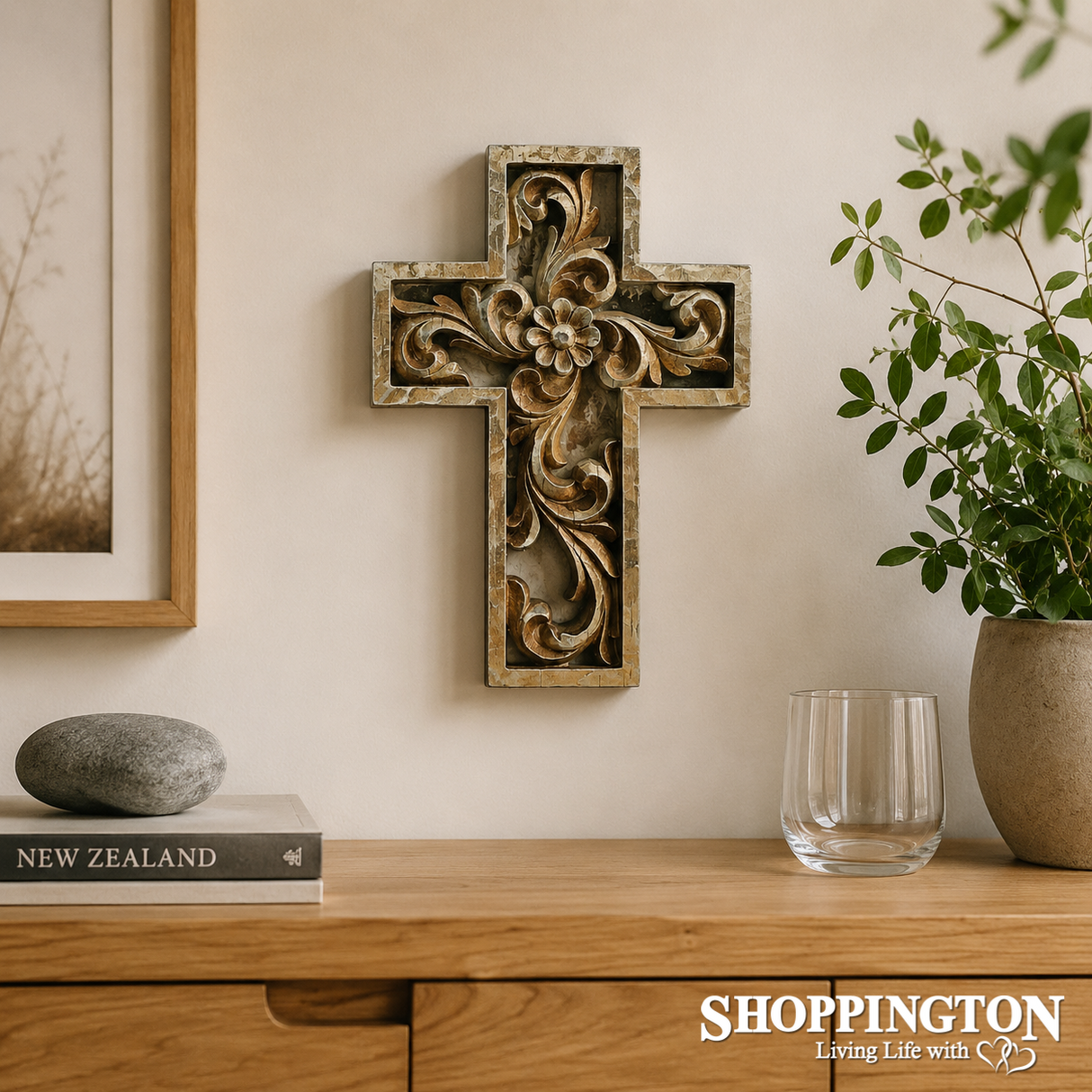 Gold Wood Look Cross