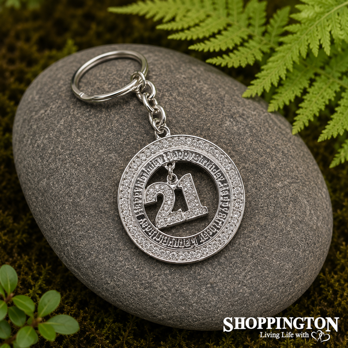 Keyring - Giant Diamante 21 Happy Birthday