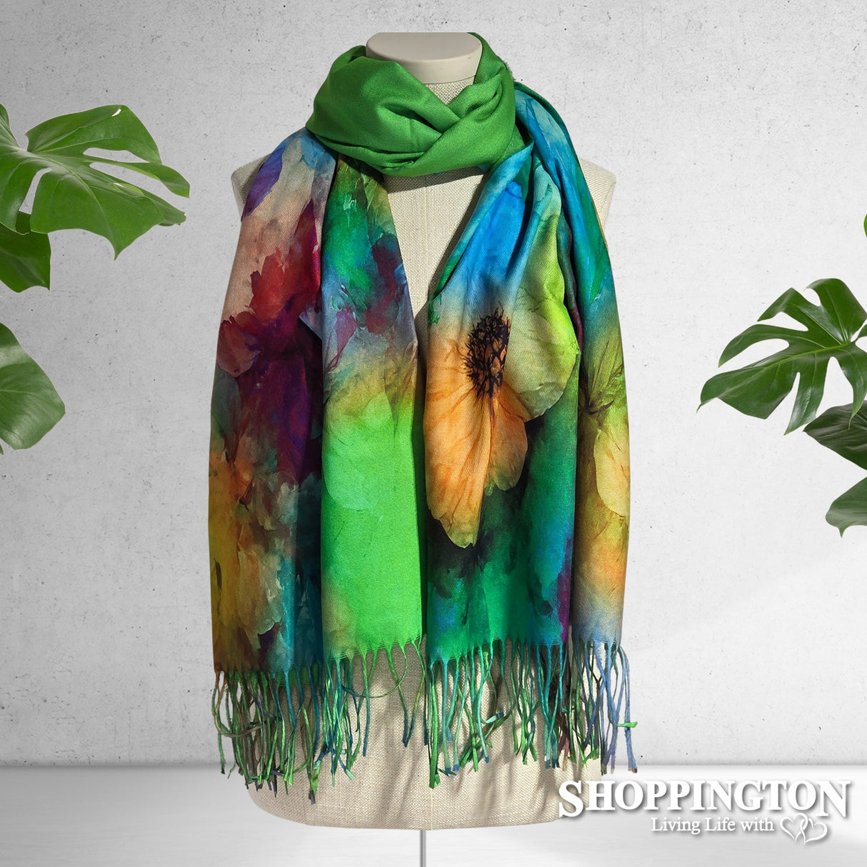 Scarf - Aqua Flowers