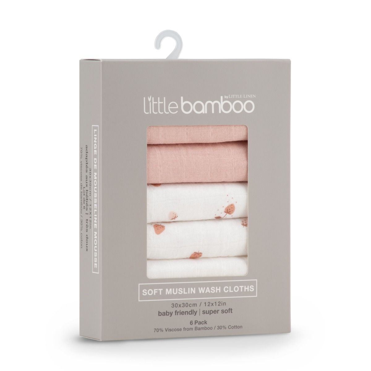 Lt Bamboo Muslin Washer 6 pkt - Dusty Pink