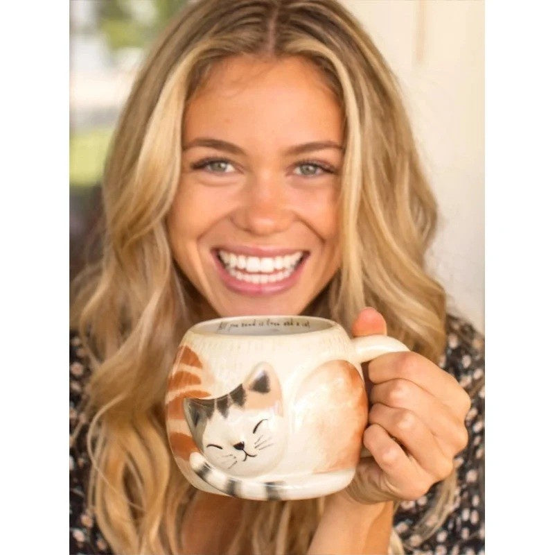 Folk Art Mug - All U Need Is Love Cat