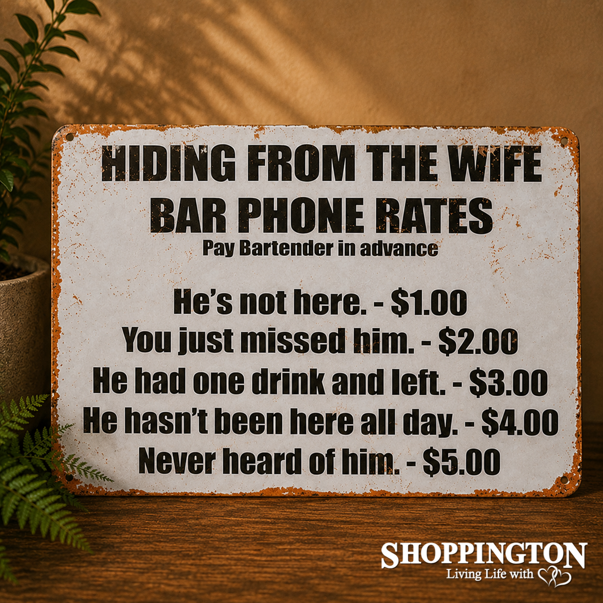 Husband 'Missing' - Tin Novelty Sign