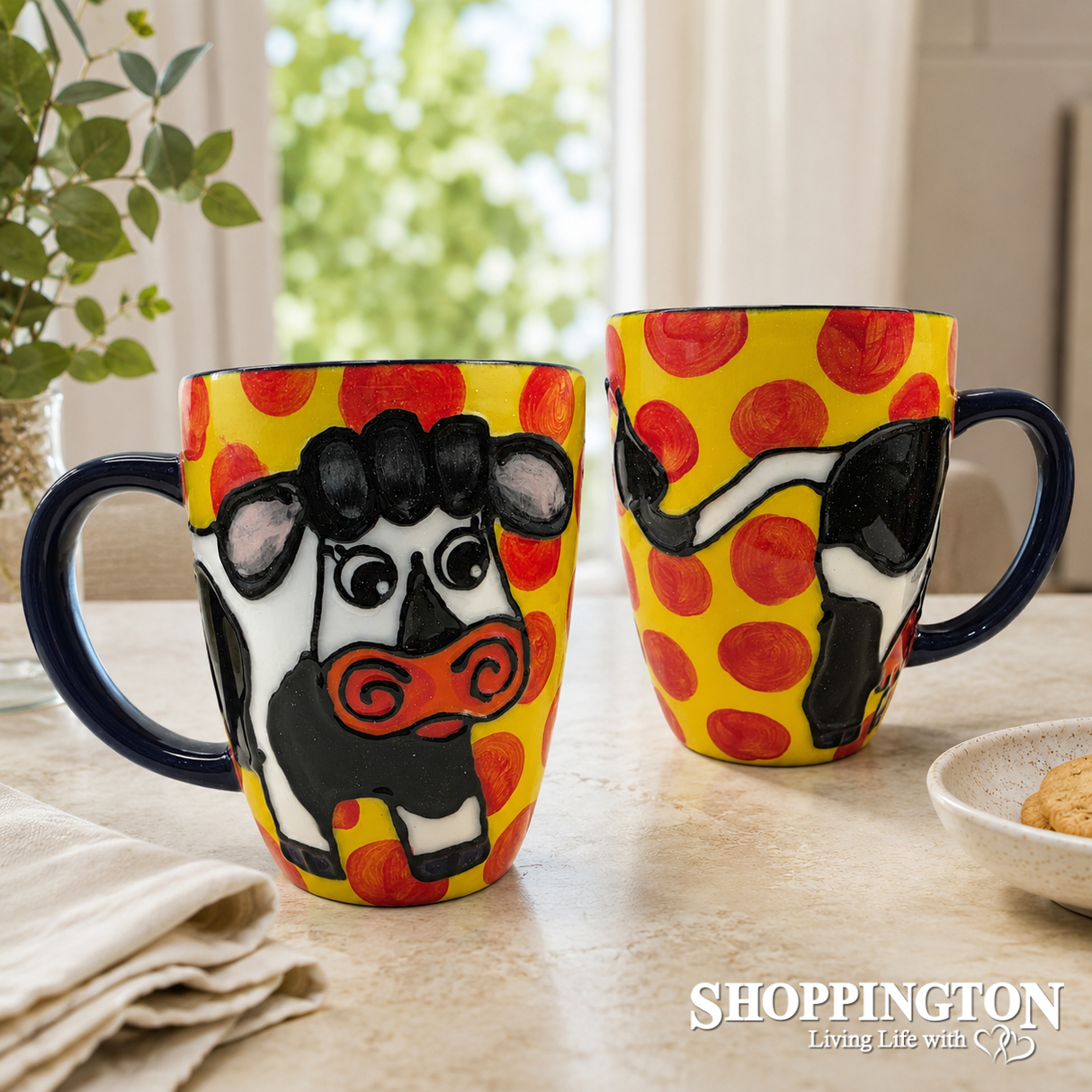 NZ Made Hand Painted -Yellow Cow Blokes Mug