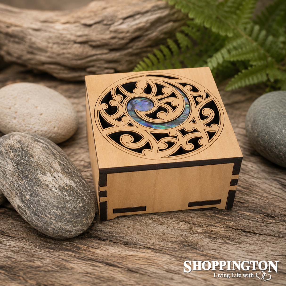 Paua Koru Wooden Trinket Box