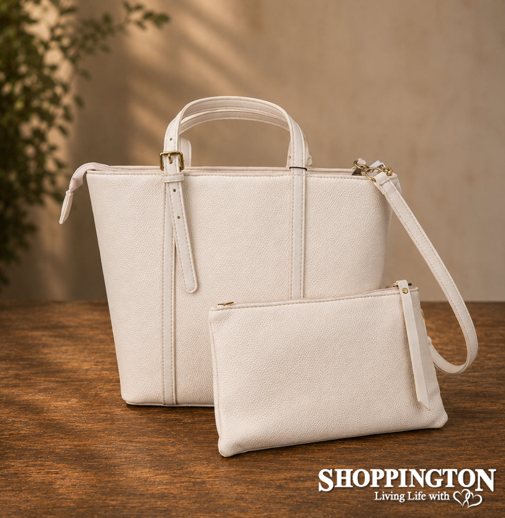 Black Caviar Sophia Handbag - Cream 2pc
