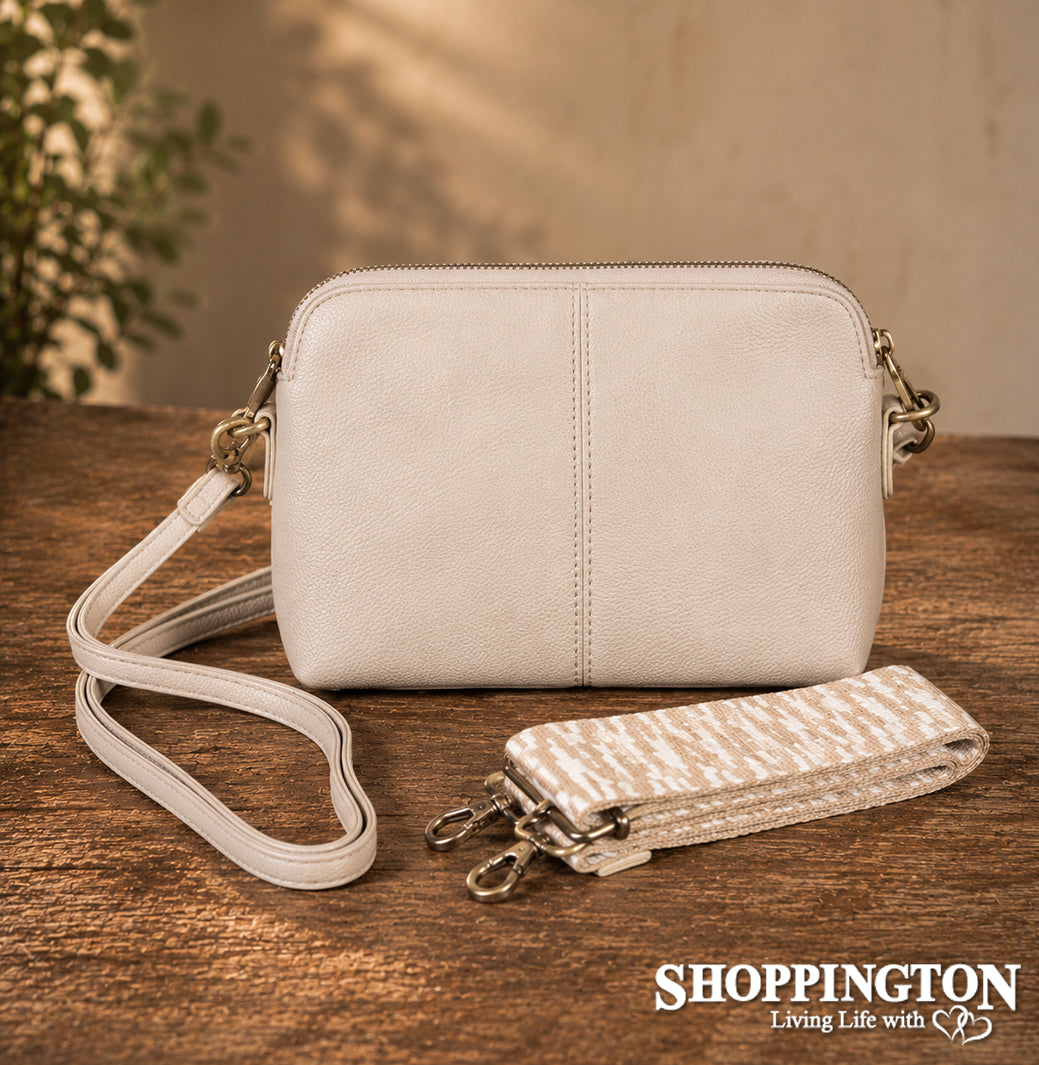 Black Caviar Crossbody Handbag - Harlow Oatmeal