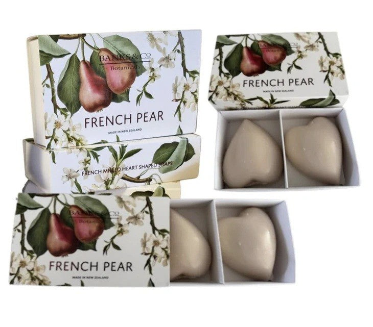 Banks & Co / French Pear Heart Soaps 2pk