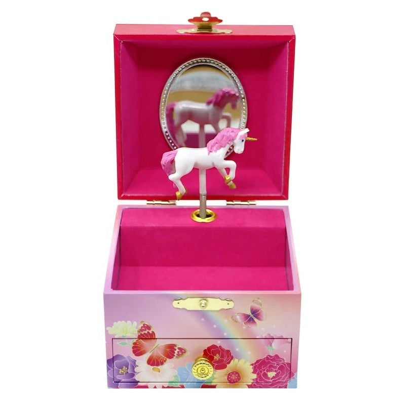 Pink Poppy - Unicorn Butterfly Music Box