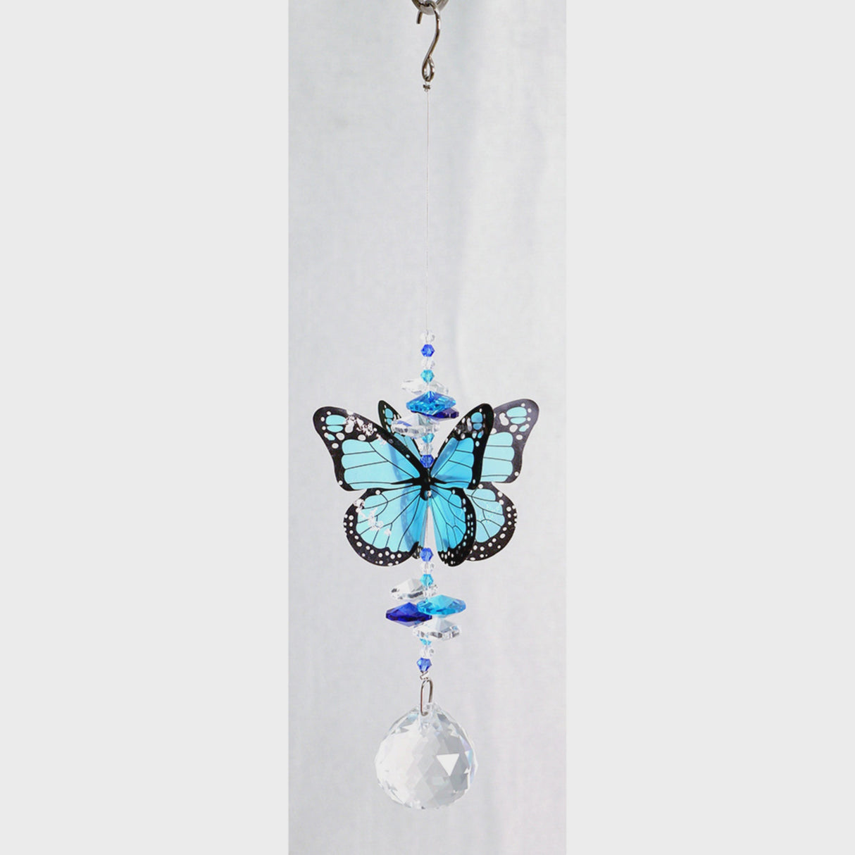 Blue Butterfly & Crystal Hanger