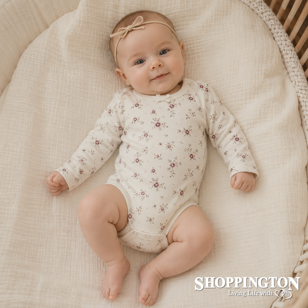 Jamie Kay Organic Cotton Long Sleeve Bodysuit - Sweet William Floral Natural