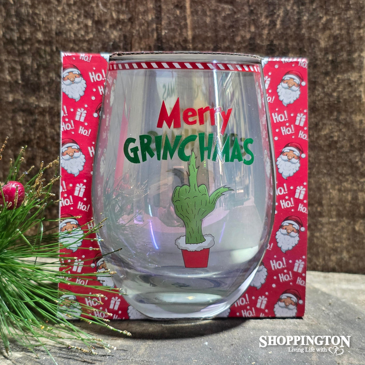 Merry Grinchmas Stemless Wine Glass