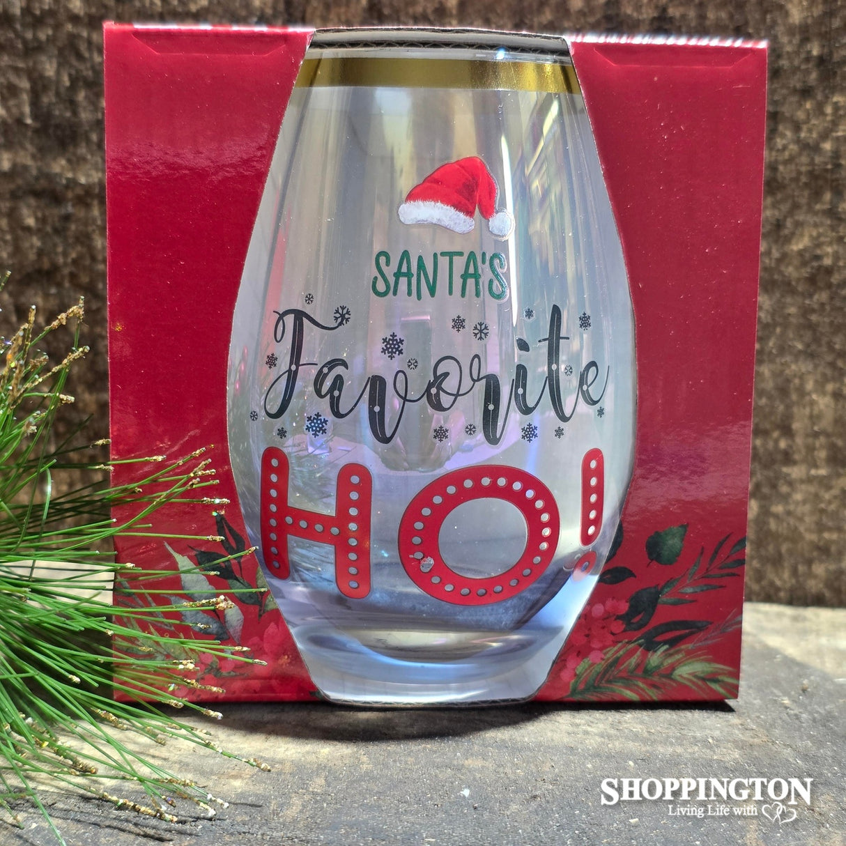 Santa's Favourite Ho Stemless Wine Glass