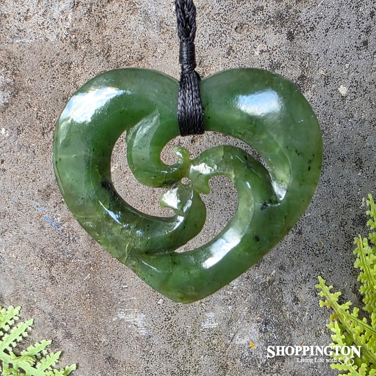 Triple Koru Heart Pounamu Pendant