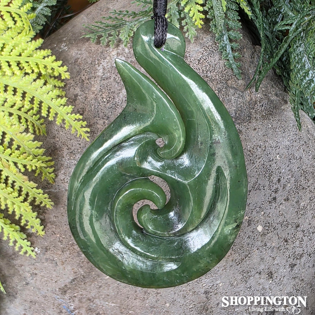 Detailed Koru Hei Matau Pounamu