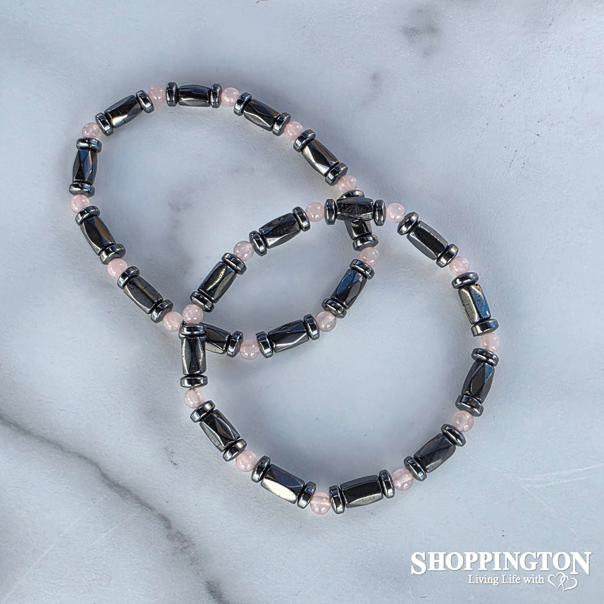 Crystal Bracelet - Hematite & Rose Quartz