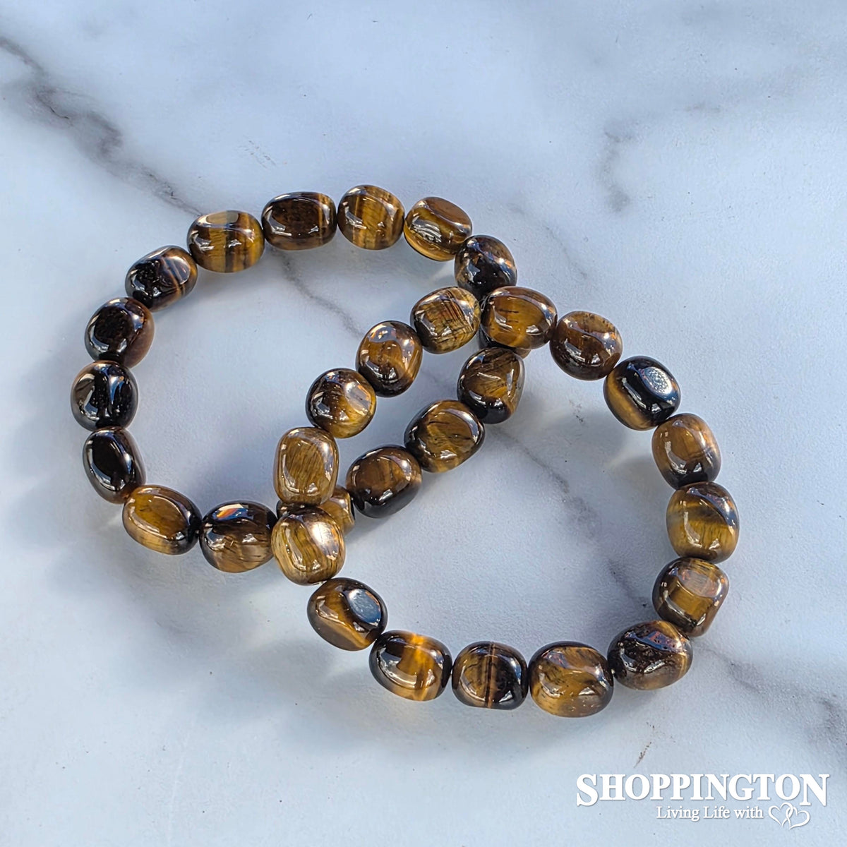Crystal Gemstone Bead Bracelet - Tumble Bead Tigers Eye