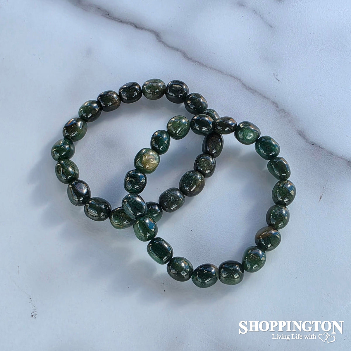 Crystal Gemstone Bead Bracelet - Tumble Bead Green Agate