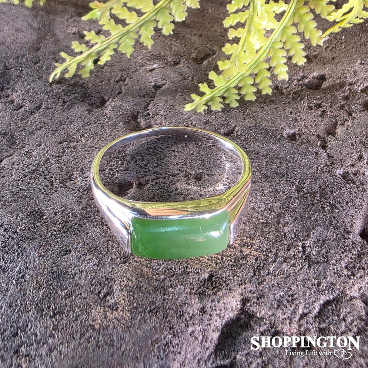 Pounamu & Sterling Silver Contemporary Ring