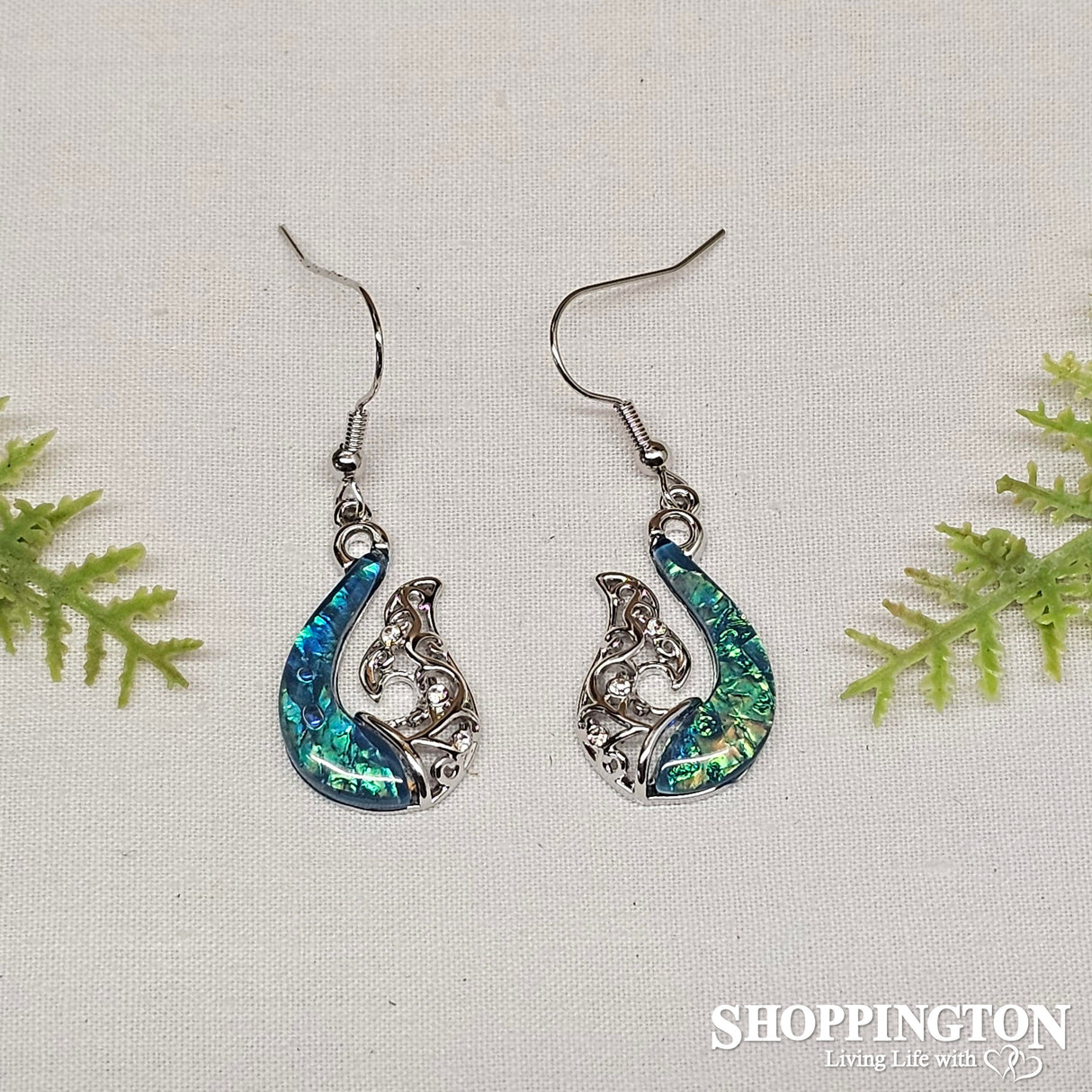 Earrings - Blue & Silver Whale Tail
