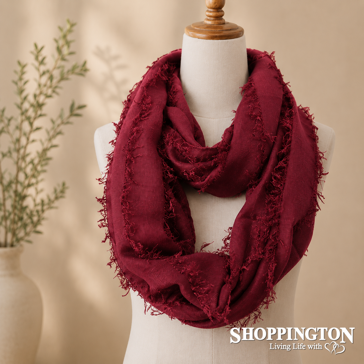 Snood - Red Tufted Squares