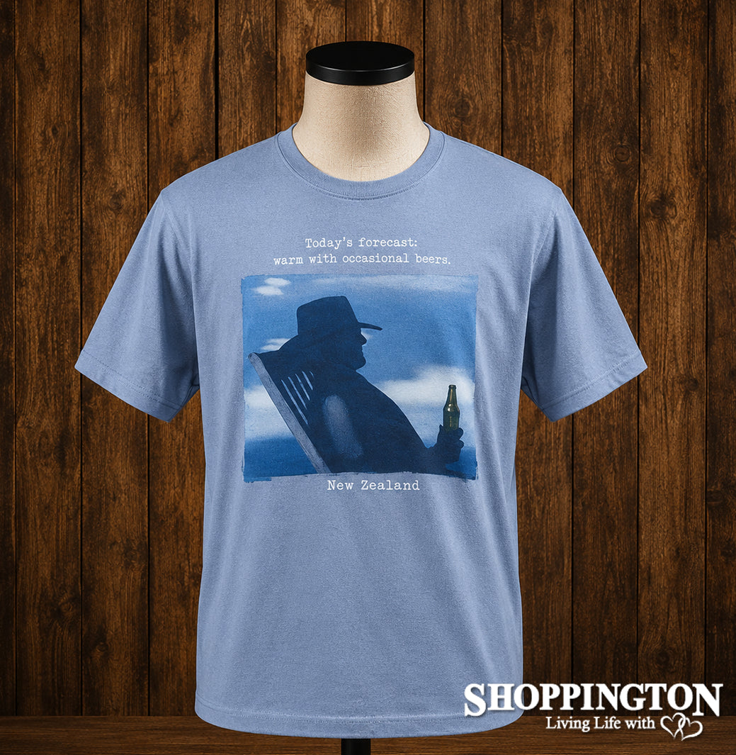 NZ Made Clothing - Today's Forecast: Warm with occasional beers - T-Shirt